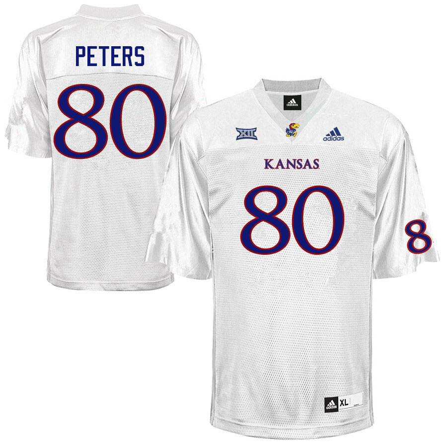 Men #80 Jake Peters Kansas Jayhawks College Football Jerseys Sale-White